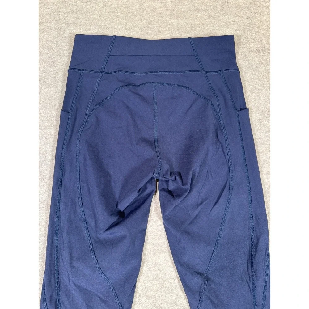 Lululemon‎ Leggings Womens 8 Blue High Rise Cropped Pockets Yoga Athletic Gym